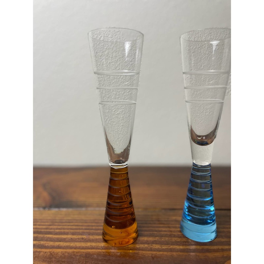 Artland Prescott Champagne Glasses Multicolored Stems Set of 3